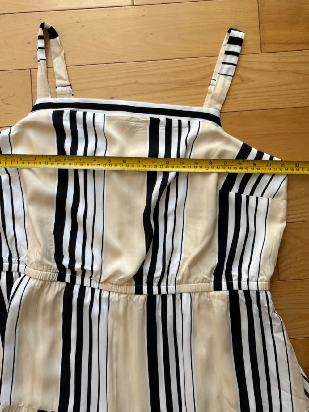Lane Bryant Sz 18 Butter Yellow, Black and White Stripe Flowy Maxi Dress - Picture 9 of 16